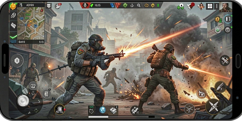 Screenshot ADI99 menampilkan aksi seru dalam gameplay SLG.