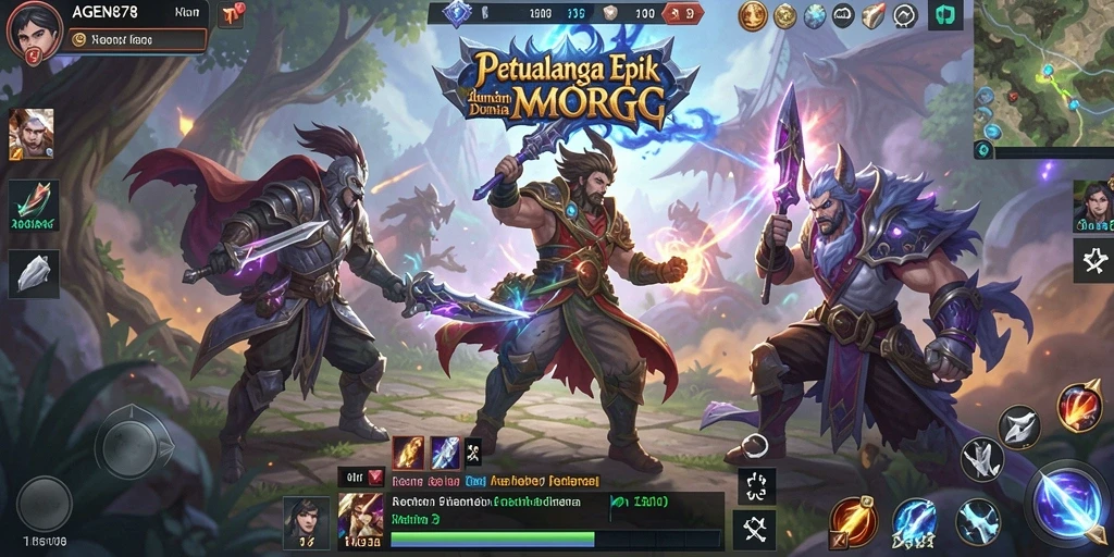 Tampilan gameplay AGEN878 dengan pertarungan epik dalam dunia MMORPG.