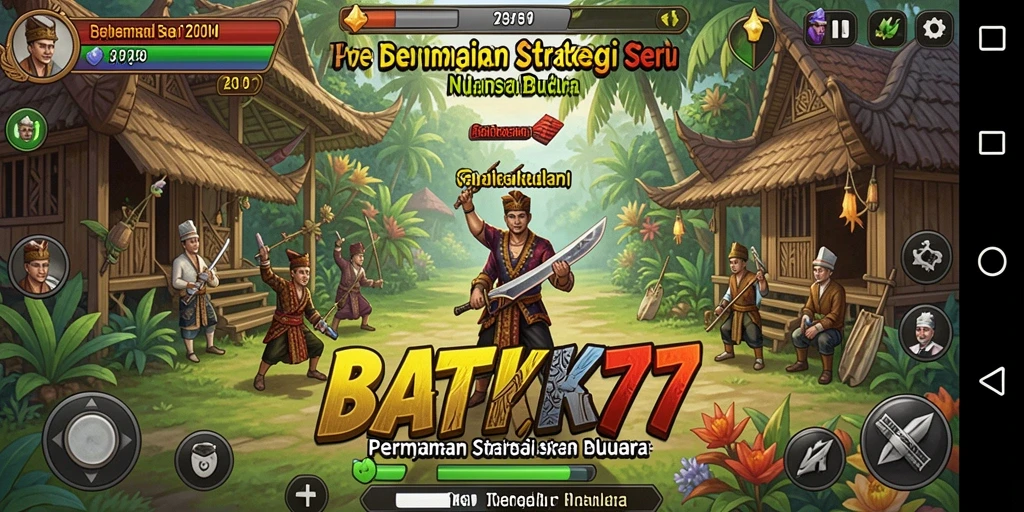 Tampilan gameplay <strong>BATIK77</strong> yang menawan dengan elemen budaya kaya.