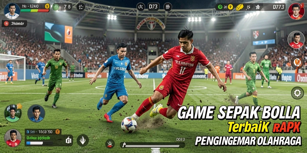 Screenshot D73 menunjukkan aksi mendebarkan di lapangan sepak bola.