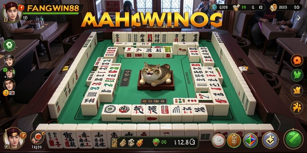 Tangkapan layar game FANGWIN88 menunjukkan suasana bermain Mahjong yang seru.
