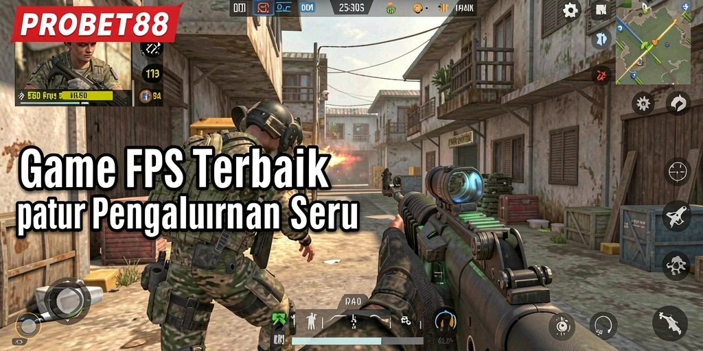 Screenshot PROBET88 menampilkan aksi intens dalam sebuah pertempuran FPS.