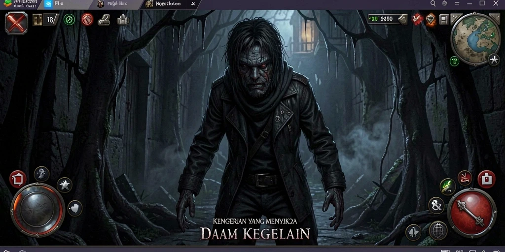 Screenshot menampilkan suasana menyeramkan dalam gameplay PT89.