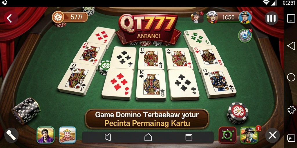 Tampilan gameplay seru domino di QT777 dengan pemain yang kompetitif.