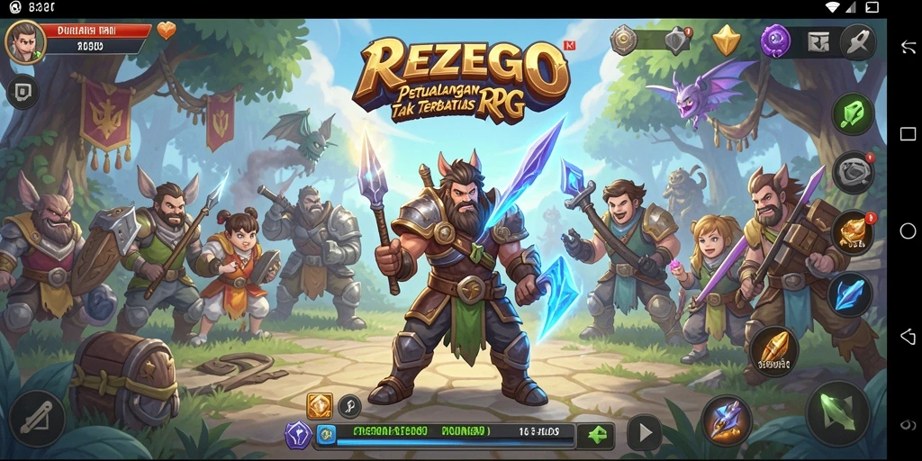 Tampilan gameplay mendebarkan dalam petualangan RPG REZEGO.